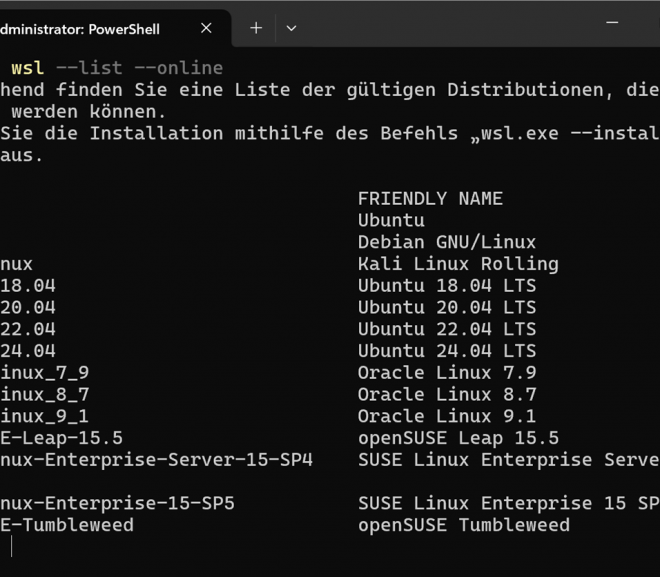 Windows Subsystem for Linux (WSL2) unter Windows 11 installieren